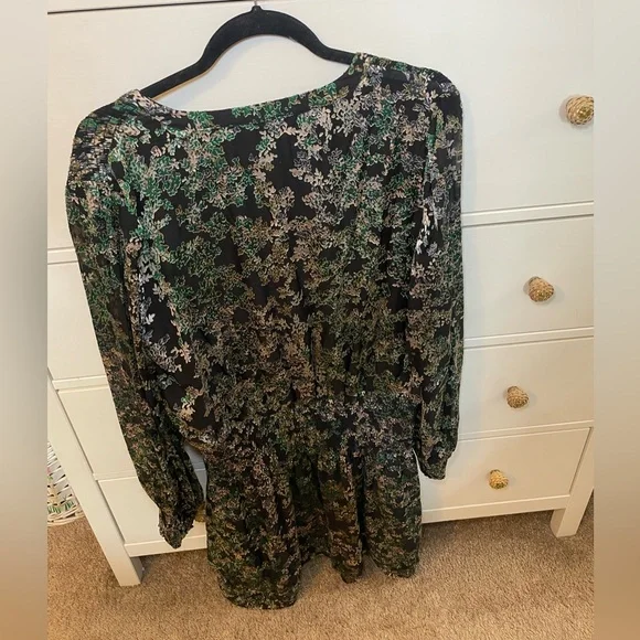 NWT White House Black Market Smocked Blouson Dress- Little Lead Burnout - Picture 3 of 16